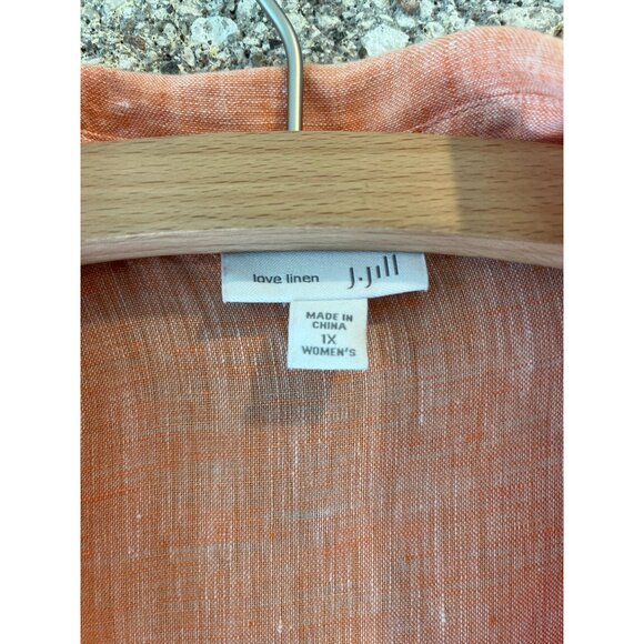 J. Jill Womens Coral Button-Up Linen Tunic Top 1X - Picture 6 of 9